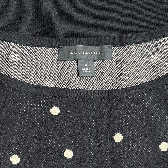 Ann Taylor short sleeve sweater. Black w/ cream polka dots. - Picture 4 of 4